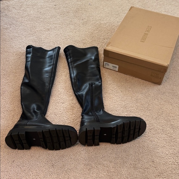 Steve Madden Black Gibbs Over-the-Knee Platform Boots - Picture 3 of 9
